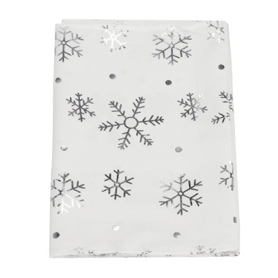 Vianočný obrus s vločkami 220x140 cm biely, vianočné dekorácie