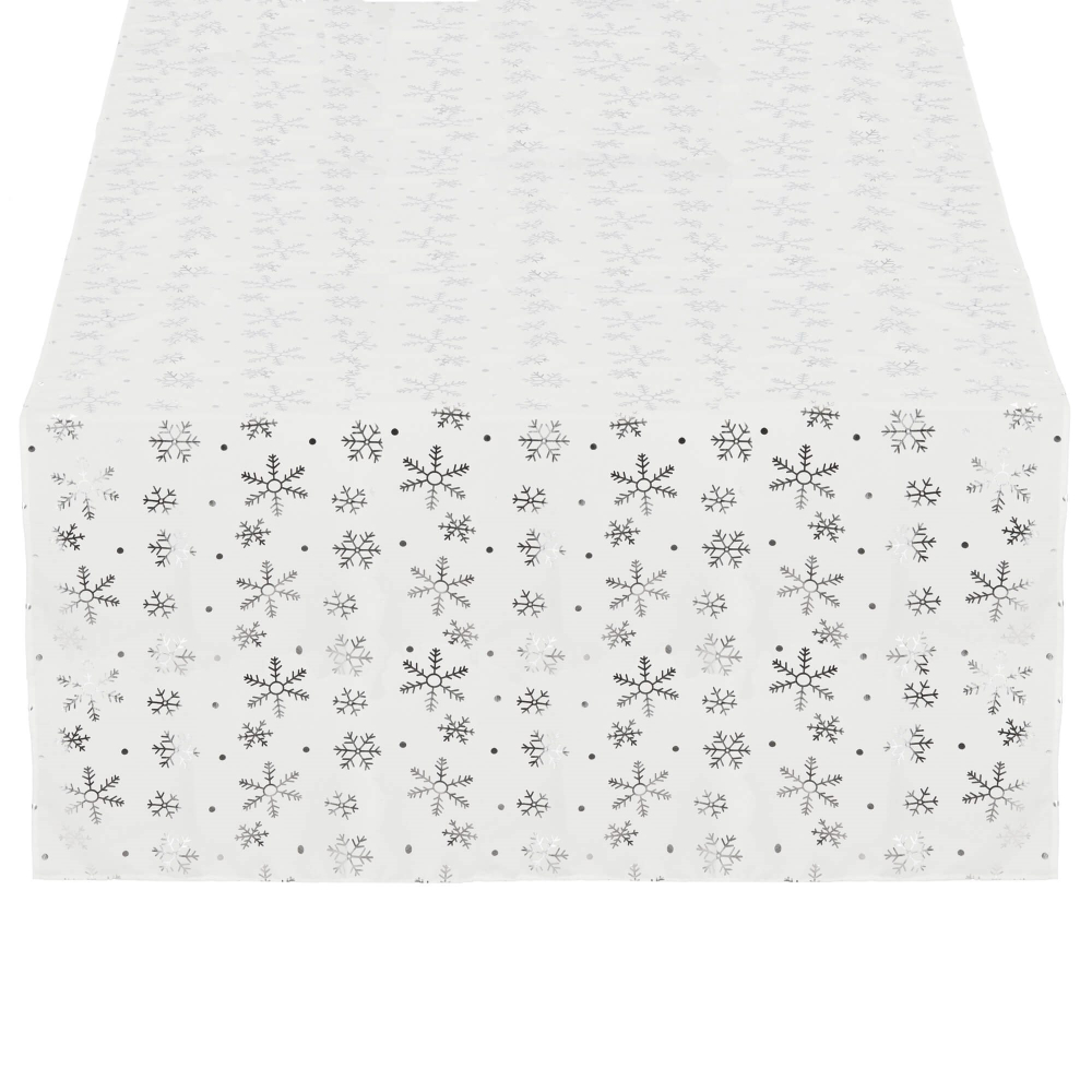 Vianočný obrus s vločkami 220x140 cm biely, vianočné dekorácie