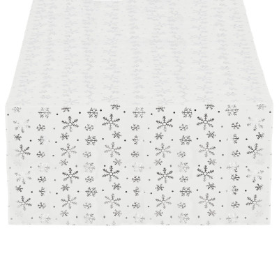 Vianočný obrus s vločkami 220x140 cm biely, vianočné dekorácie