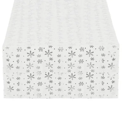 Vianočný obrus s vločkami 220x140 cm biely, vianočné dekorácie