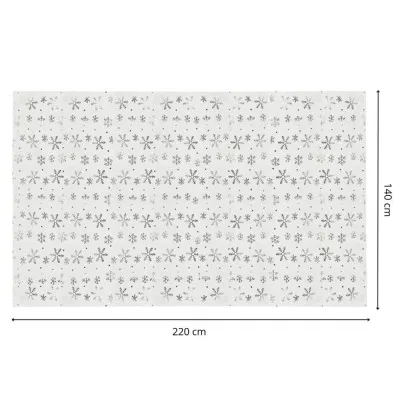 Vianočný obrus s vločkami 220x140 cm biely, vianočné dekorácie
