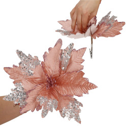 Vianočná hviezda s klipom 26x21cm ružová, vianočná ozdoba