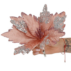 Vianočná hviezda s klipom 26x21cm ružová, vianočná ozdoba