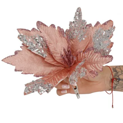 Vianočná hviezda s klipom 26x21cm ružová, vianočná ozdoba