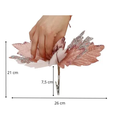 Vianočná hviezda s klipom 26x21cm ružová, vianočná ozdoba