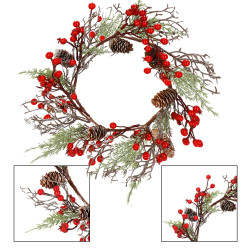 Adventný veniec s jarabinami 37cm, vianočné dekorácie