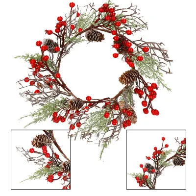 Adventný veniec s jarabinami 37cm, vianočné dekorácie