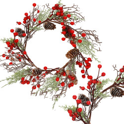 Adventný veniec s jarabinami 37cm, vianočné dekorácie