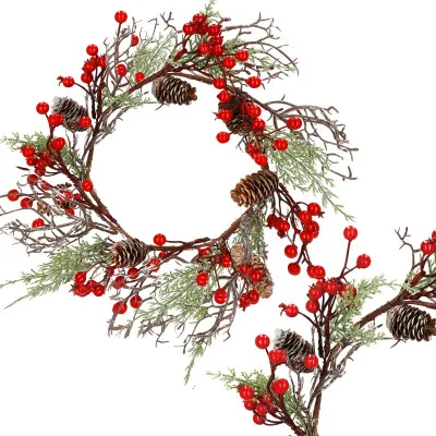 Adventný veniec s jarabinami 37cm, vianočné dekorácie