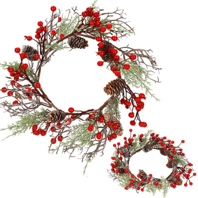 Adventný veniec s jarabinami 37cm, vianočné dekorácie