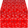 Vianočný obrus s vločkami 220x140 cm červený, vianočné dekorácie