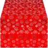 Vianočný obrus s vločkami 220x140 cm červený, vianočné dekorácie
