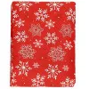 Vianočný obrus s vločkami 220x140 cm červený, vianočné dekorácie