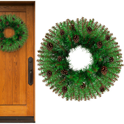 Adventný veniec extra hustý so šiškami 45cm, vianočné dekorácie