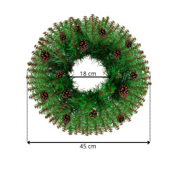 Adventný veniec extra hustý so šiškami 45cm, vianočné dekorácie