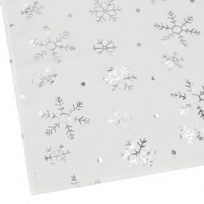 Vianočný obrus s vločkami 183x35 cm biely, vianočné dekorácie