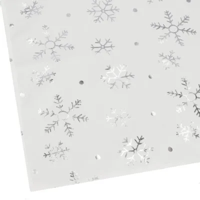 Vianočný obrus s vločkami 183x35 cm biely, vianočné dekorácie