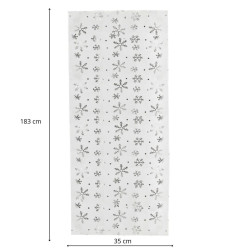 Vianočný obrus s vločkami 183x35 cm biely, vianočné dekorácie