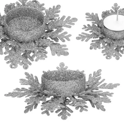 Vianočný svietnik s vetvičkami tmavo strieborný, vianočné dekorácie