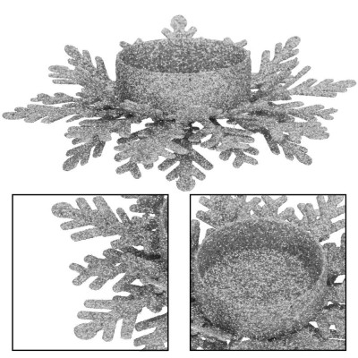 Vianočný svietnik s vetvičkami tmavo strieborný, vianočné dekorácie