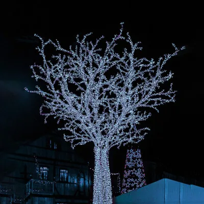 LED svetelná reťaz - 52,5m, 1000LED, IP44, studená biela + záblesky