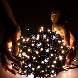 LED svetelná reťaz - 52,5m, 1000LED, IP44, teplá biela + záblesky