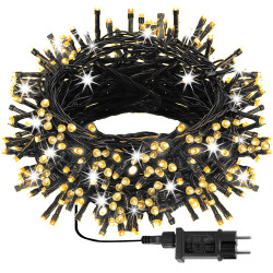 LED svetelná reťaz - 52,5m, 1000LED, IP44, teplá biela + záblesky