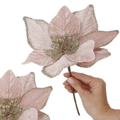 Vianočná hviezda na stonke 25x24cm ružová, vianočné dekorácie