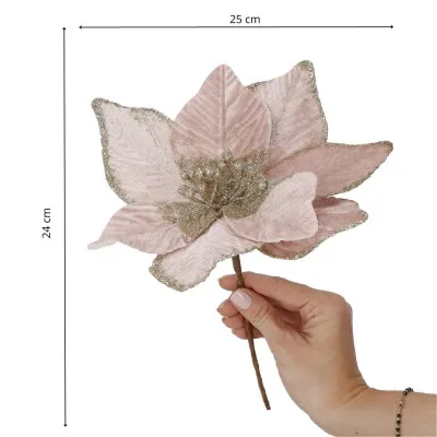 Vianočná hviezda na stonke 25x24cm ružová, vianočné dekorácie