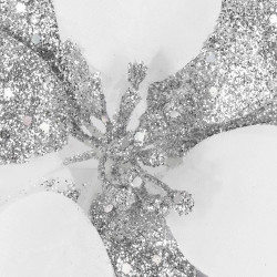 Vianočná hviezda s klipom 23x8,5cm bielo-strieborná, vianočná ozdoba