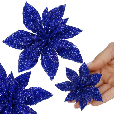 Vianočná hviezda s tŕňom 8x3cm modrá, vianočné dekorácie