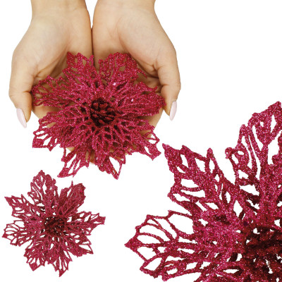 Vianočná hviezda s tŕňom 13x13cm ružová, vianočné dekorácie