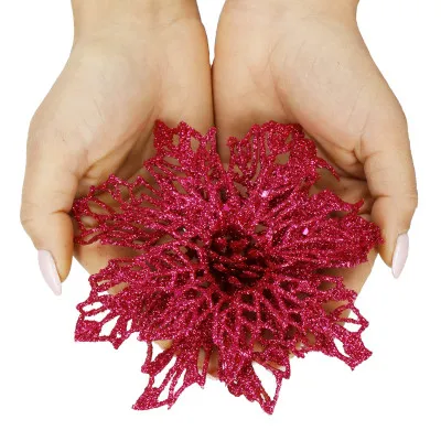 Vianočná hviezda s tŕňom 13x13cm ružová, vianočné dekorácie