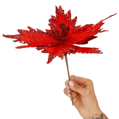 Vianočná hviezda na stonke 31x35cm červená, vianočné dekorácie