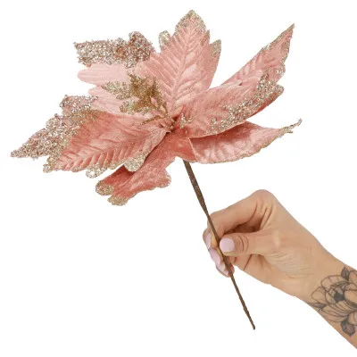 Vianočná hviezda na stonke 29x34cm ružová, vianočné dekorácie