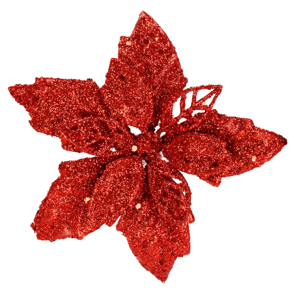 Vianočná hviezda s tŕňom 13x13cm červená, vianočné dekorácie