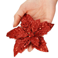 Vianočná hviezda s tŕňom 13x13cm červená, vianočné dekorácie