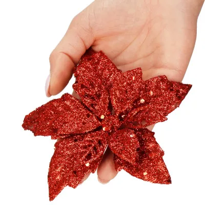 Vianočná hviezda s tŕňom 13x13cm červená, vianočné dekorácie