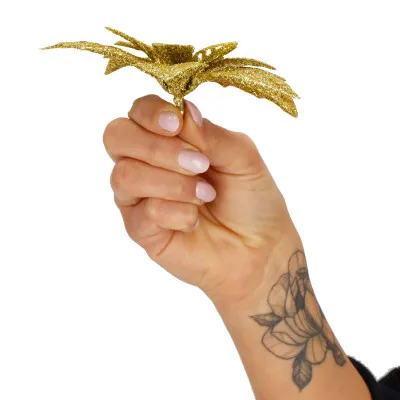 Vianočná hviezda s tŕňom 13x13cm zlatá, vianočné dekorácie