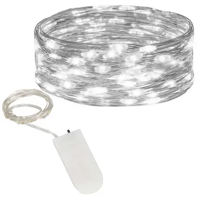 LED reťaz Nano - 2m, 20LED, 2xCR2032, studená biela