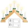 LED vianočný svietnik - 7 sviečok, 30cm, 2xAA, drevený