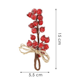 Vetvička s jarabinami na zavesenie 15cm, vianočné dekorácie