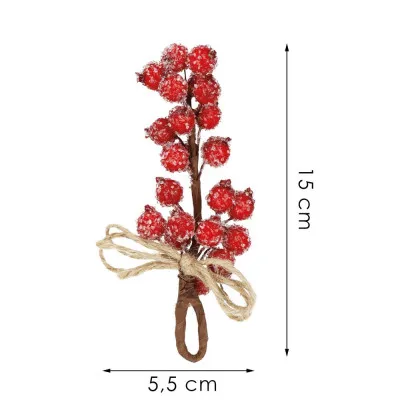 Vetvička s jarabinami na zavesenie 15cm, vianočné dekorácie