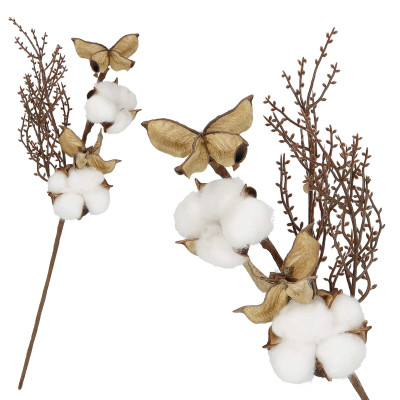 Vetvička s bavlnou 37cm, vianočné dekorácie