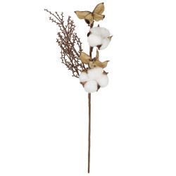 Vetvička s bavlnou 37cm, vianočné dekorácie