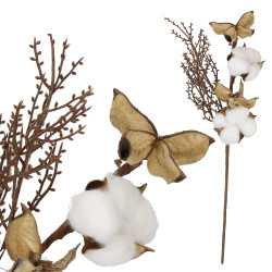 Vetvička s bavlnou 37cm, vianočné dekorácie