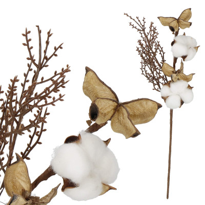 Vetvička s bavlnou 37cm, vianočné dekorácie