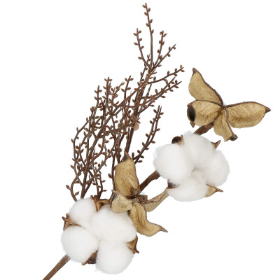 Vetvička s bavlnou 37cm, vianočné dekorácie