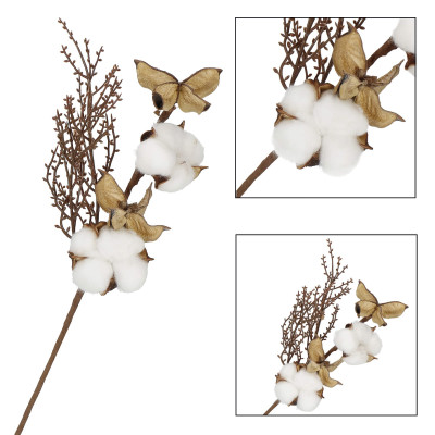 Vetvička s bavlnou 37cm, vianočné dekorácie