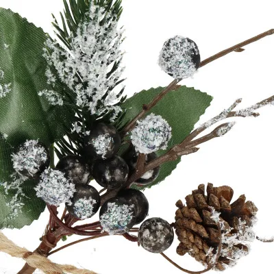 Vetvička s čiernymi jarabinami a šiškou 25cm, vianočné dekorácie